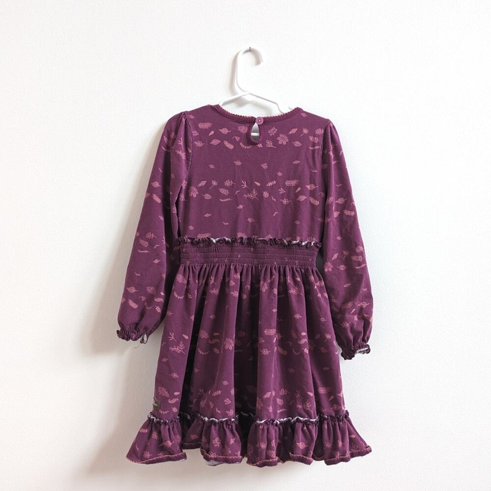 Matilda Jane Dress Girls Ex 6 Purple Autumn Leaves Floral - Picture 3 of 4